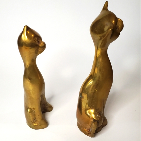 Vintage MCM Solid Brass Cats Korea Mid Century Decor - Picture 4 of 6
